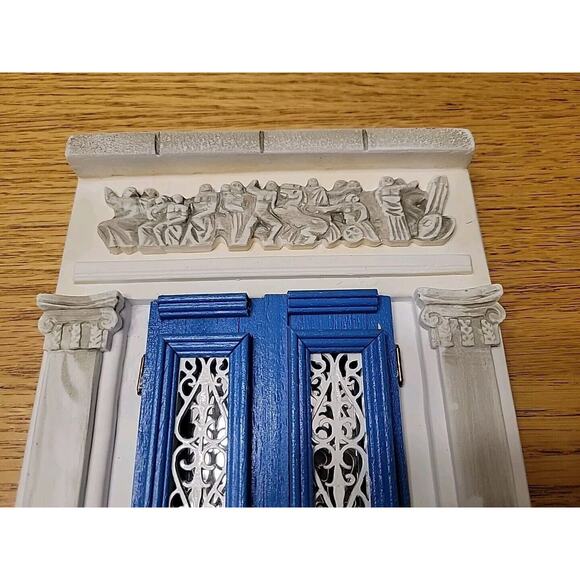 Vintage Greece Santorini Blue Door Ornamental Wall Plaque Ceramic Handcrafted - Picture 7 of 9
